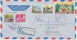 KENYA 1964 First Definitives 15 C, 20 C, 30 C, 40 C And 2 Sh On Superb Registered Airmail Cover From „NAIROBI F / KENYA" - Kenya (1963-...)