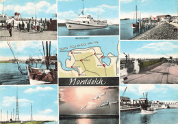 Allemagne Norden Norddeich Carte 9 Vues  Train Port Bateau - Norden