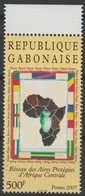 Gabon Gabun 2007 Mi. 1684 Réseau Des Aires Protégées D'Afrique Centrale Map Karte Carte Drapeaux Flags RARE ! - Gabon (1960-...)