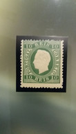 1879-1880 - D.LUIS I FITA DIREITA . NOVAS CORES - 10 RÉIS VERDE AZUL -CUNHO II DENT.12 3/4 - Unused Stamps