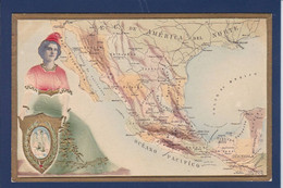 CPA Mexique Circulé Gaufré Embossed Maps - Mexico