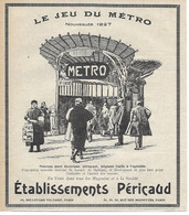 PUB 1927 JOUETS JEU DU METRO PERICAUD PARIS 19ème Rue Des Mignottes - Publicidad