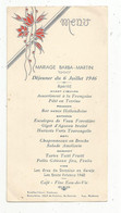 Menu , 1946, Touillet Frères Traiteur,Beauchéne Chef De Cuisine, 86,St Gervais Les Trois Clochers , Frais Fr 1.65 E - Menus