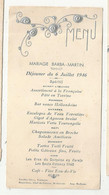 Menu , 1946, Touillet Frères Traiteur,Beauchéne Chef De Cuisine, 86,St Gervais Les Trois Clochers , Frais Fr 1.65 E - Menus