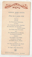 Menu , 1946, Touillet Frères Traiteur,Beauchéne Chef De Cuisine, 86,St Gervais Les Trois Clochers , Frais Fr 1.65 E - Menus