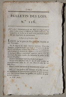 Bulletin Des Lois Du Royaume De France N°116, 7e Série, T.3, 1816, Suppléments De Cautionnement - Décrets & Lois