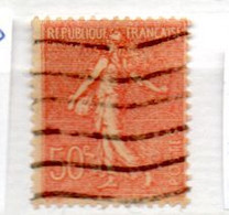 FRANCE N° 199 50C ROUGE TYPE SEMEUSE LIGNEE TACHE BLANCHE SOUS LE C DE 50C OBL - Used Stamps