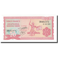 Billet, Burundi, 20 Francs, 2001, 2001-08-01, KM:27d, NEUF - Burundi