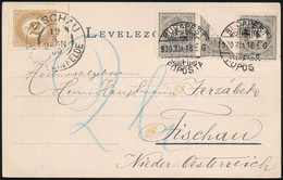 1900 Képeslap Bécsbe 2 Db + 1 Felezett 1kr Bérmentesítéssel, Bécsben 2H Portóval. Érdekes Darab, Krajcár-fillér Vegyes B - Other & Unclassified