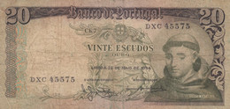 Portugal #167b, 20 Escudos 1964 Banknote - Portugal