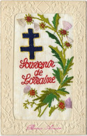 CPA FANTAISIE SOIE BRODEE MILITAIRE  CROIX  SOUVENIR DE LORRAINE N03 - Embroidered
