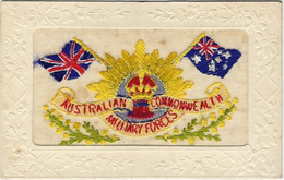 CPA FANTAISIE SOIE BRODEE MILITAIRE AUSTRALIE DRAPEAU ANGLAIS AUSTRALIAN MILITARY FORCES REGIMENT N05 - Embroidered