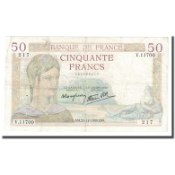 France, 50 Francs, Cérès, 1939, 1939-12-21, TTB, Fayette:18.36, KM:85b - 50 F 1934-1940 ''Cérès''