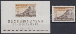 ** 1959 60 éves A Koreai Vasút Mi 291 + Blokk 135 - Otros & Sin Clasificación