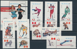 ** 1988 Téli Olimpia Szelvényes Sor + Blokk, Winter Olympics Coupon Set + Block Mi 2843-2849 + Mi 176 - Other & Unclassified