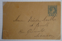 C PRINCIPAUTE DE MONACO BELLE LETTRE 1886  POUR MONTE CARLO  + AFFRANCH. INTERESSANT - Brieven En Documenten