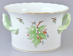 Herendi Csipkebogyó Mintás óriás Porcelán Kaspó. Kézzel Festett, Jelzett, Hibátlan. D: 25 Cm, M: 15,5 Cm - Altri & Non Classificati