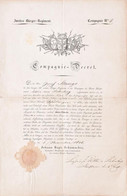 1832 A Mária Teréziáról Elnevezett II. Polgárőrezred Dicsérő Oklevele, Papírfelzetes Szárazpecséttel / Company Decree Of - Altri & Non Classificati