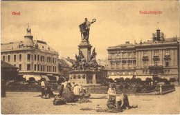 T2/T3 1913 Arad, Szabadság Tér és Szobor, Piaci árusok, Mihalik József, Braun Miksa üzlete / Square, Statue, Monument, M - Unclassified