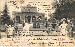 T3 1904 Arad, Baross Park, Kioszk. Ifj. Klein Mór Kiadása. Montázs Gyerekekkel, Hölgyekkel és Urakkal / Park, Kiosk. Mon - Unclassified