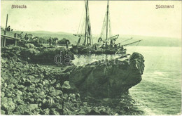 T2/T3 1907 Abbazia, Opatija; Südstrand / Seashore, Boats (EK) - Non Classificati