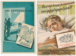 ** 2 Db Magyar Egészségügyi Propaganda Képeslap A Kórházi Látogatásról / 2 Hungarian Health Propaganda About The Hospita - Unclassified