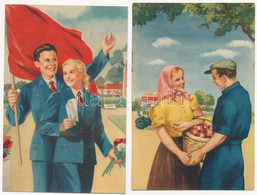 ** 2 Db Modern Magyar Szocreál Propaganda. Művészeti Alkotások / 2 Modern Hungarian Socialist Propaganda Postcards - Unclassified