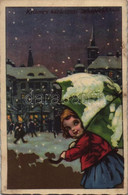 T2/T3 1928 Kellemes Karácsonyi Ünnepeket! / Christmas Greeting Card, Winter S: Castelli (fl) - Non Classificati