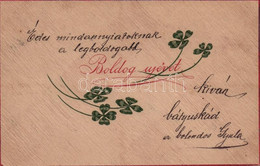 T2/T3 1905 Boldog Újévet! / New Year Greeting Card With Clovers. Emb. Litho (EK) - Non Classificati