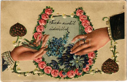 T2/T3 1908 Romantic Emb. Floral, Litho Greeting Card - Non Classificati