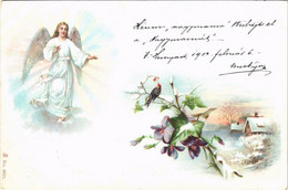 T2 1900 Greeting Card With Angel. Litho - Non Classificati