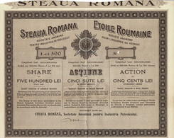 Action Ancienne - Etoile Roumaine S.A. Pour L' Industrie Du Pétrole - Steaua Romana - Titre De 1921 Uncirculed - Petrolio