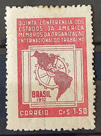 C 276 Brazil Stamp 5 Conference International Labor Organization OIT Map Economy 1952 2 - Autres & Non Classés