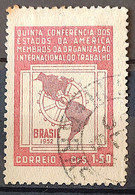 C 276 Brazil Stamp 5 Conference International Labor Organization OIT Map Economy 1952 Circulated 1 - Andere & Zonder Classificatie