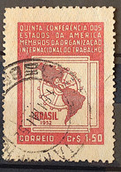 C 276 Brazil Stamp 5 Conference International Labor Organization OIT Map Economy 1952 Circulated 3 - Andere & Zonder Classificatie