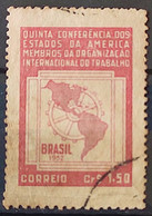 C 276 Brazil Stamp 5 Conference International Labor Organization OIT Map Economy 1952 Circulated 5 - Andere & Zonder Classificatie