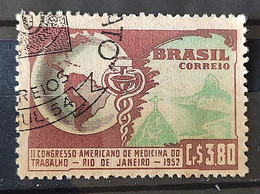 C 285 Brazil Stamp Congress Occupational Medicine Map Rio De Janeiro Health 1952 Circulated 2 - Autres & Non Classés