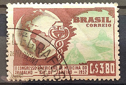 C 285 Brazil Stamp Congress Occupational Medicine Map Rio De Janeiro Health 1952 Circulated 3 - Autres & Non Classés