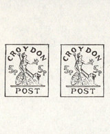 GREAT BRITAIN-Croydon Post 1971 Britannia Rule 5p 2:MARG PROOF PAIR - Ensayos, Pruebas & Reimpresiones