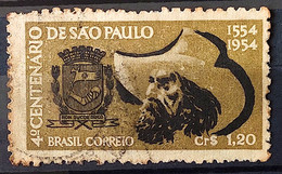 C 291 Brazil Stamp Centenary 4 Sao Paulo 1953 Coat Of Arms Hat Circulated 3 - Other & Unclassified