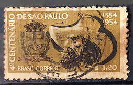 C 291 Brazil Stamp Centenary 4 Sao Paulo 1953 Coat Of Arms Hat Circulated 5 - Andere & Zonder Classificatie