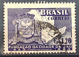 C 304 Brazil Stamp Centenary Jau Coat Of Arms Map 1953 Circulated 1 - Other & Unclassified