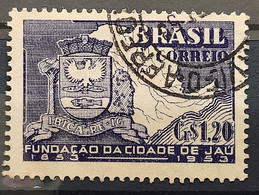 C 304 Brazil Stamp Centenary Jau Coat Of Arms Map 1953 Circulated 6 - Andere & Zonder Classificatie