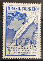 C 312 Brazil Stamp National Journalists Congress Map Curitiba 1953 - Altri & Non Classificati