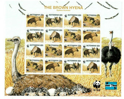 SPECIAL LOT WWF Botswana 1995 586 - Brown Hyena - 2 Sheets Of 16 - MNH  (**) - Straussen- Und Laufvögel