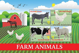 Marshall Islands  2020  Fauna Farm Animals,  Horse,cow, Chicken, Sheep   I202104 - Marshall