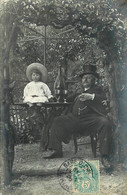 Chateau Du Loir * RARE Carte Photo 1906 * Les Deux Extrêmes Se Touchent ! * Enfant Et Homme Gros - Chateau Du Loir