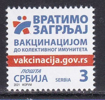 Serbia 2021 Vaccination Against Corona Health Disease Medicine Covid 19 Stamp MNH - Serbia
