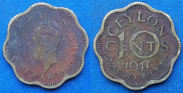 CEYLON - 10 Cents 1944 KM# 118 George VI (1936-1952) - Edelweiss Coins - Sri Lanka