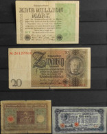 ALLEMAGNE - Reichsbanknote - 4 BILLETS De BANQUE Divers De Collection - Colecciones